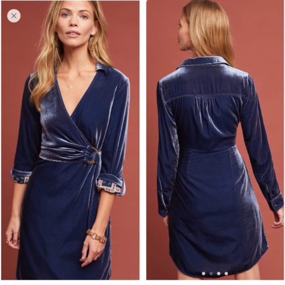 Anthropologie Maeve Velvet Wrap Dress NWT